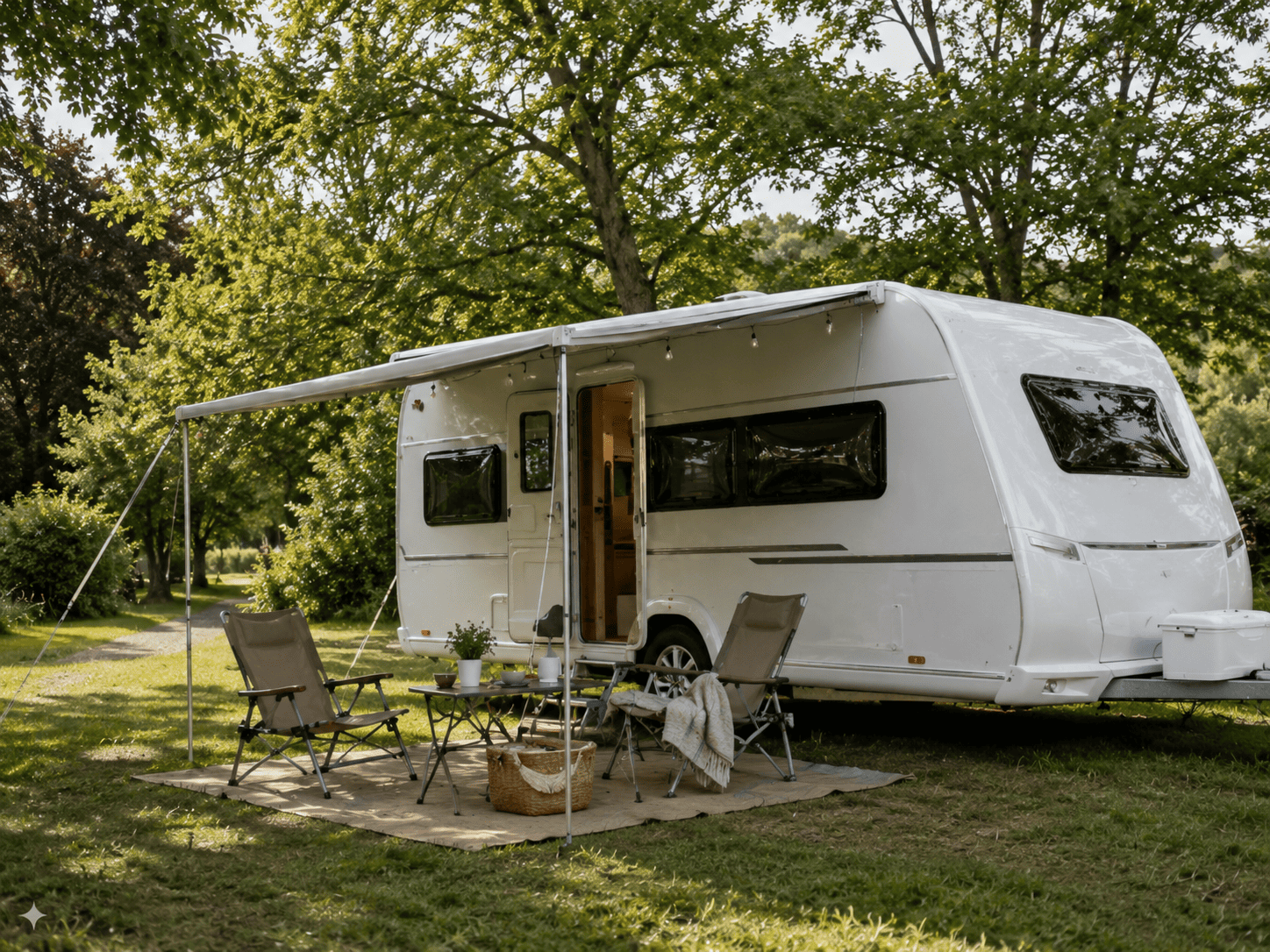 Caravan auf dem Campingplatz